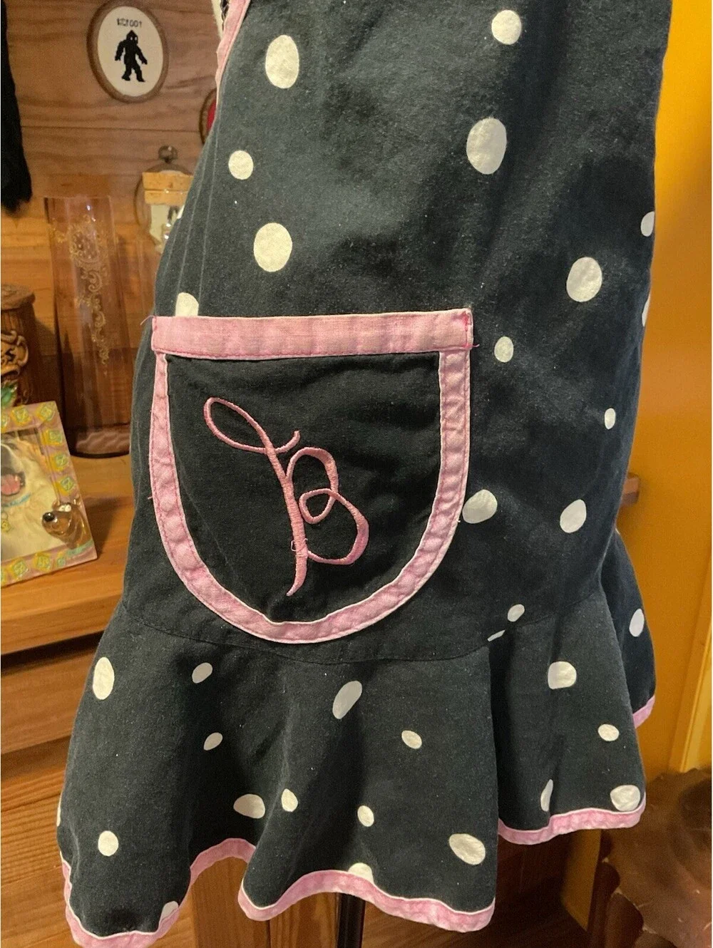 Vintage Inspired Polka Dot & Pink Adult Apron Monogrammed B